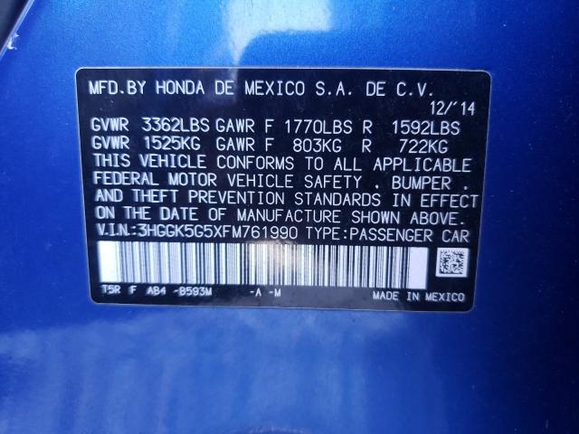 2015 HONDA FIT LX 3HGGK5G5XFM761990