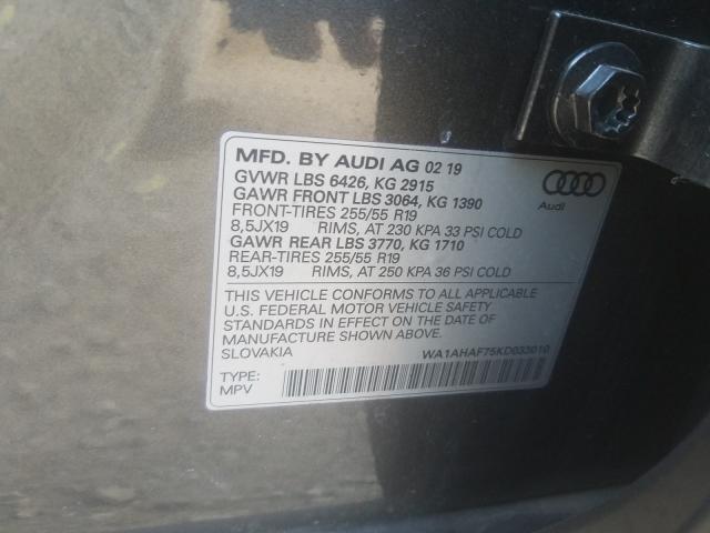 VIN WA1AHAF75KD033010 2019 Audi Q7, Premium no.10