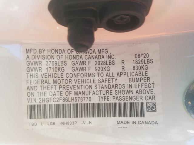 2020 HONDA CIVIC 2HGFC2F86LH578776