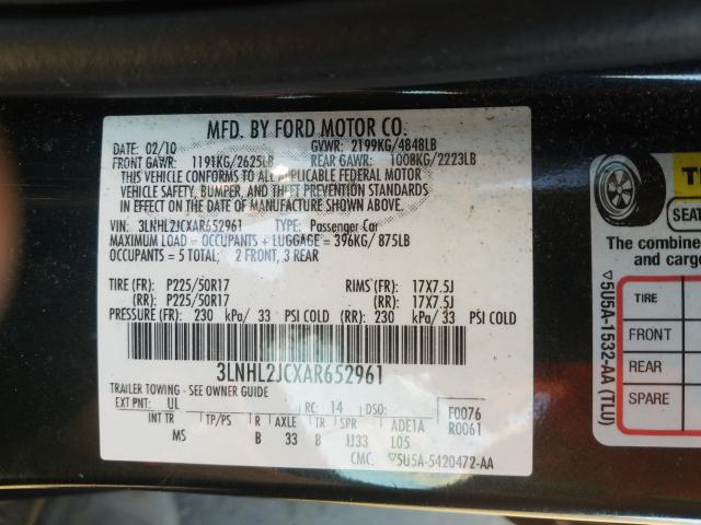 2010 LINCOLN MKZ 3LNHL2JCXAR652961