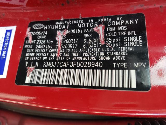 2015 HYUNDAI TUCSON GLS KM8JTCAF3FU028940