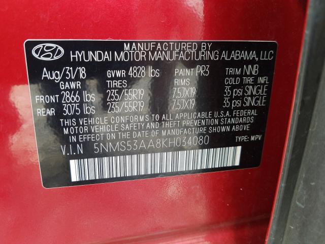 2019 HYUNDAI SANTA FE L 5NMS53AA8KH034080