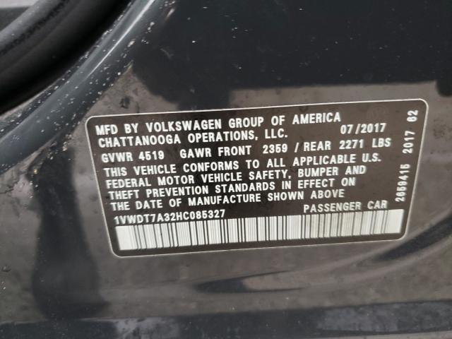 2017 VOLKSWAGEN PASSAT R-L 1VWDT7A32HC085327