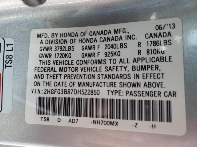 2013 HONDA CIVIC EX 2HGFG3B87DH522850