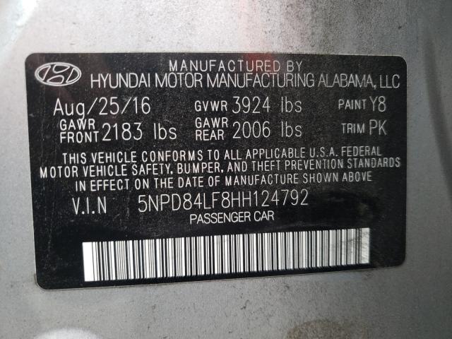 2017 HYUNDAI ELANTRA 5NPD84LF8HH124792