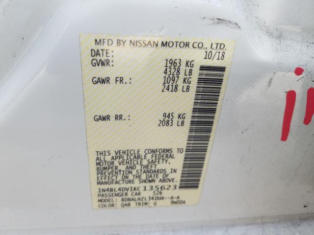 2019 NISSAN ALTIMA SV 1N4BL4DV1KC135623