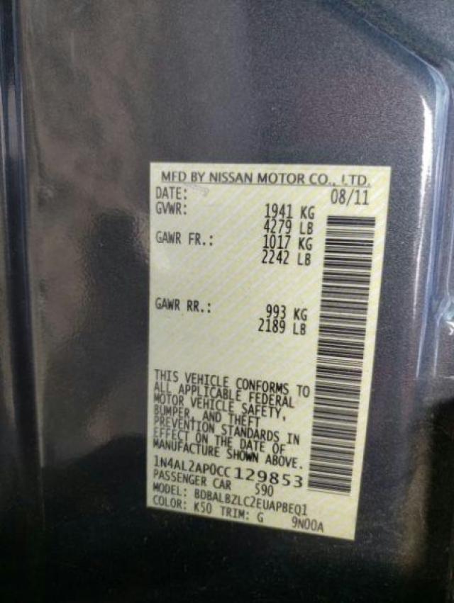 2012 NISSAN ALTIMA BAS 1N4AL2AP0CC129853