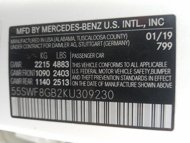 2019 MERCEDES-BENZ C 63 AMG 55SWF8GB2KU309230