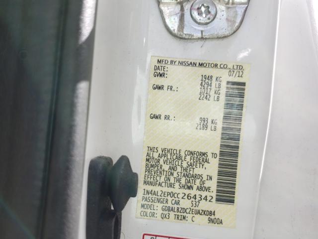 2012 NISSAN ALTIMA S 1N4AL2EP0CC264342