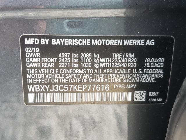 VIN WBXYJ3C57KEP77616 2019 BMW X2, Sdrive28I no.10