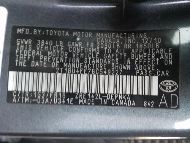 2011 TOYOTA COROLLA BA - 2T1BU4EE7BC549227