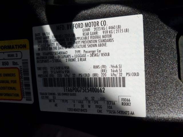 2014 FORD FUSION S 1FA6P0G75E5400662