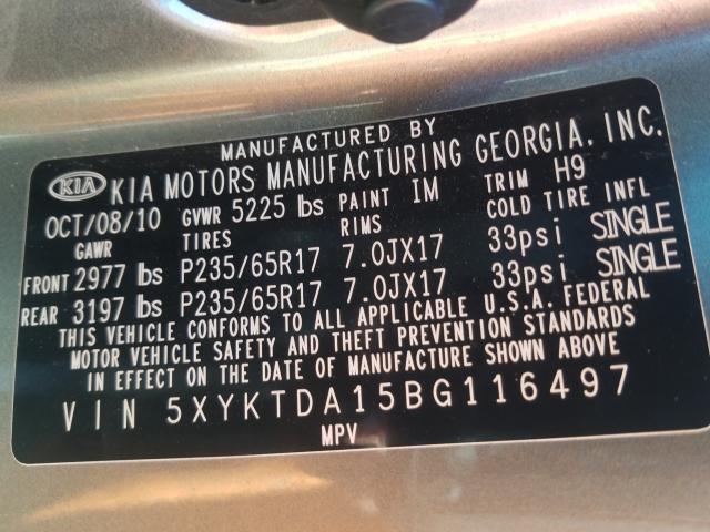 2011 KIA SORENTO BA 5XYKTDA15BG116497