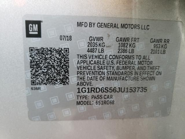 VIN 1G1RD6S56JU153735 2018 Chevrolet Volt, Premier no.10