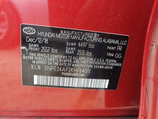 2019 HYUNDAI SONATA LIM 5NPE34AF2KH764011