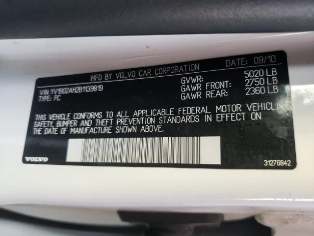 2011 VOLVO S80 T6 YV1902AH2B1139819