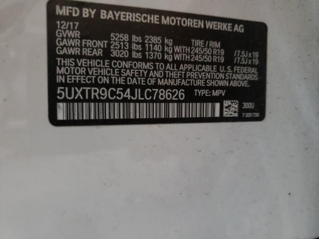 2018 BMW X3 XDRIVE3 5UXTR9C54JLC78626