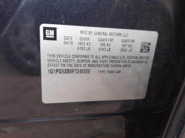2015 CHEVROLET CRUZE 1LT 1G1PG5SB6F7245058