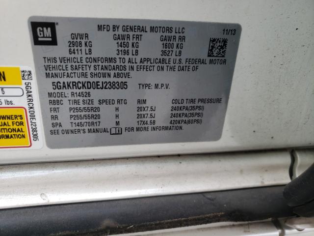 2014 BUICK ENCLAVE 5GAKRCKD0EJ238305