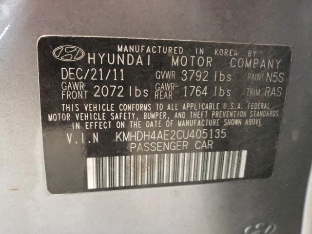 2012 HYUNDAI ELANTRA KMHDH4AE2CU405135