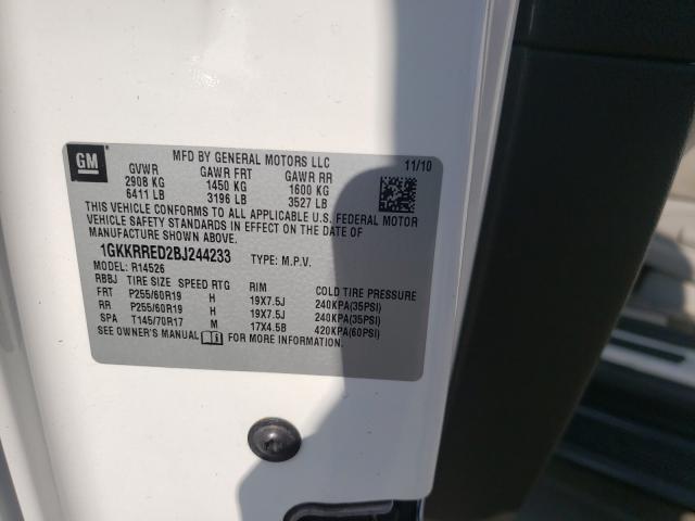 2011 GMC ACADIA SLT 1GKKRRED2BJ244233