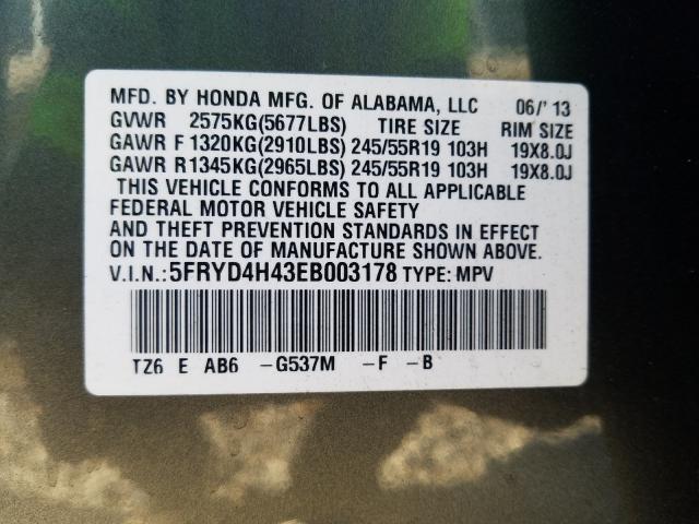 2014 ACURA MDX TECHNO 5FRYD4H43EB003178