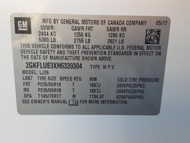 2017 GMC TERRAIN SL 2GKFLUE3XH6339304