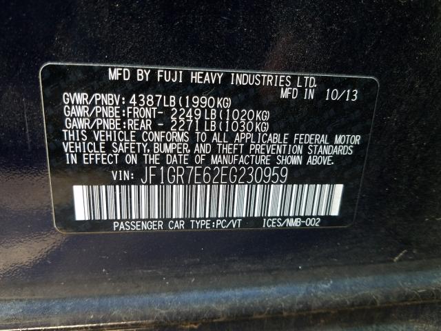 2014 SUBARU IMPREZA WR JF1GR7E62EG230959