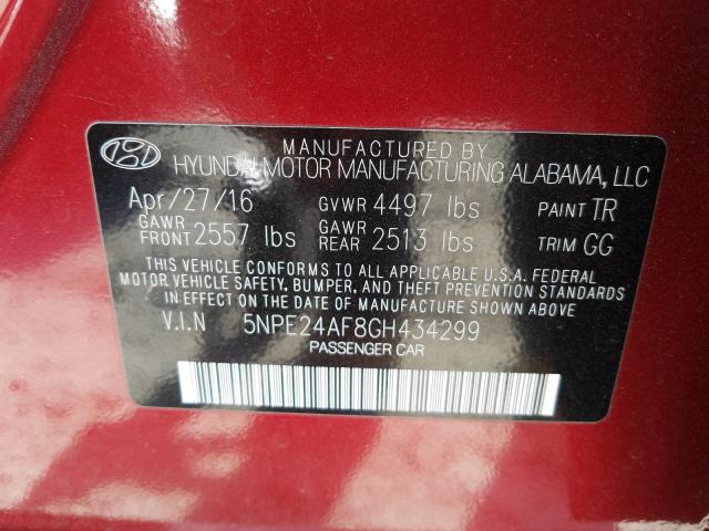 2016 HYUNDAI SONATA SE 5NPE24AF8GH434299