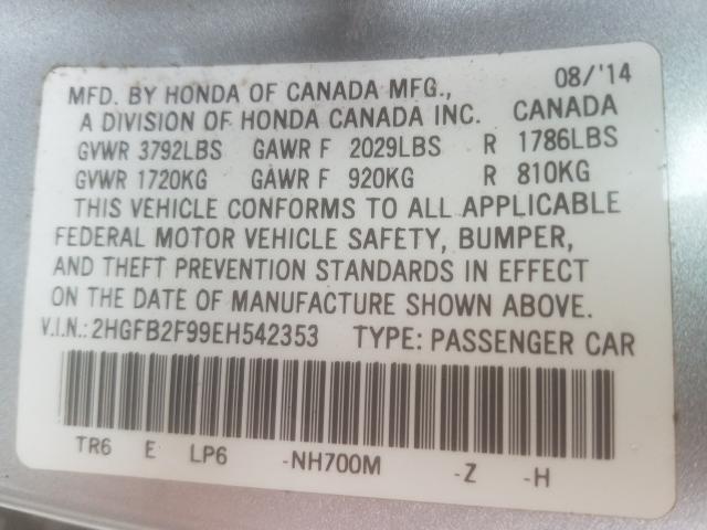 2014 HONDA CIVIC EXL 2HGFB2F99EH542353