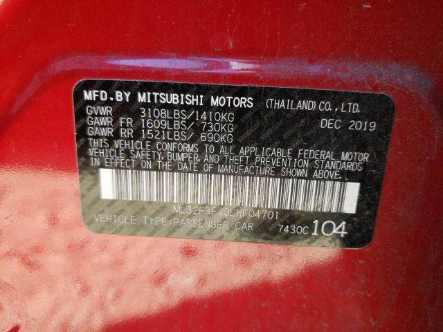 2020 MITSUBISHI MIRAGE G4 ML32F3FJ0LHF04701