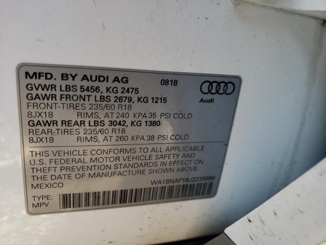 2018 AUDI Q5 PREMIUM WA1BNAFY6J2239999