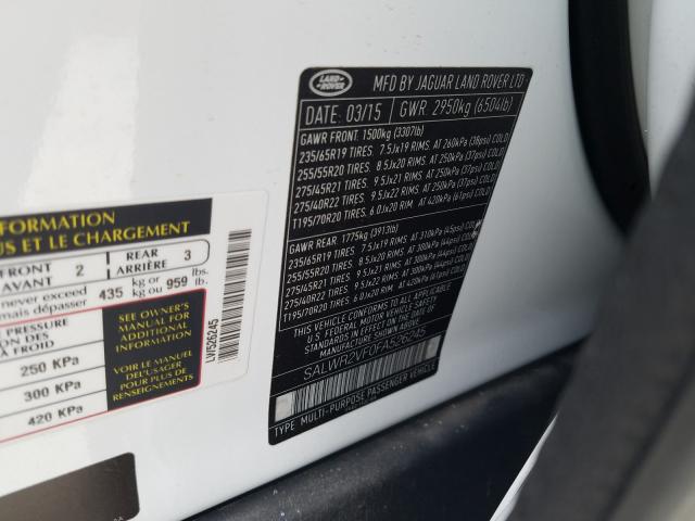 2015 LAND ROVER RANGE ROVE SALWR2VF0FA526245