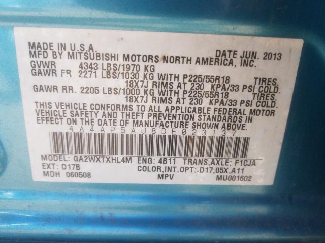 2013 MITSUBISHI OUTLANDER 4A4AP5AU8DE023137