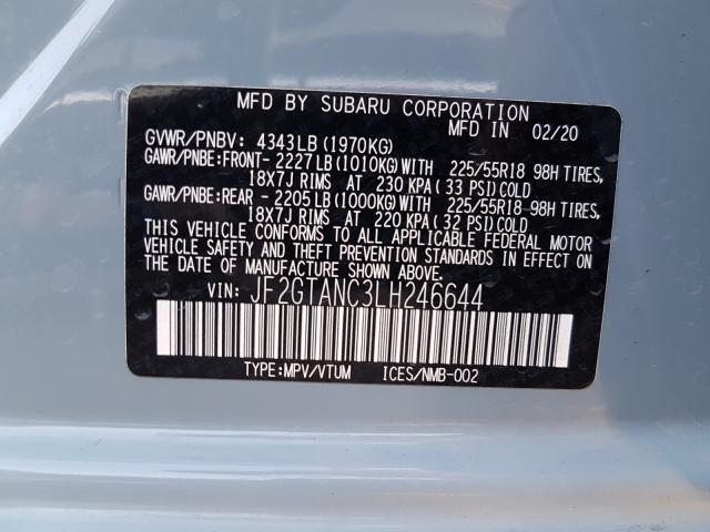 2020 SUBARU CROSSTREK JF2GTANC3LH246644