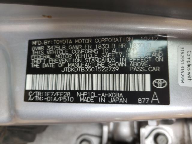 2012 TOYOTA PRIUS C JTDKDTB35C1522739