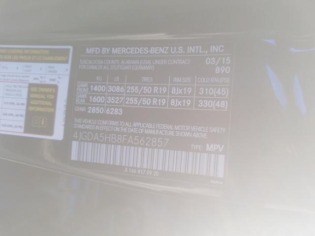 2015 MERCEDES-BENZ ML 350 4MA 4JGDA5HB8FA562857