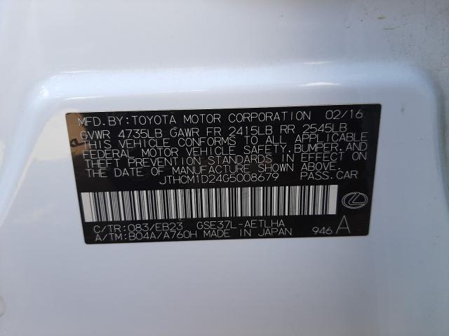 2016 LEXUS IS 300 JTHCM1D24G5008679