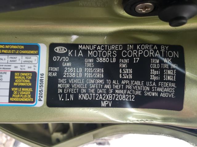 2011 KIA SOUL KNDJT2A2XB7208212