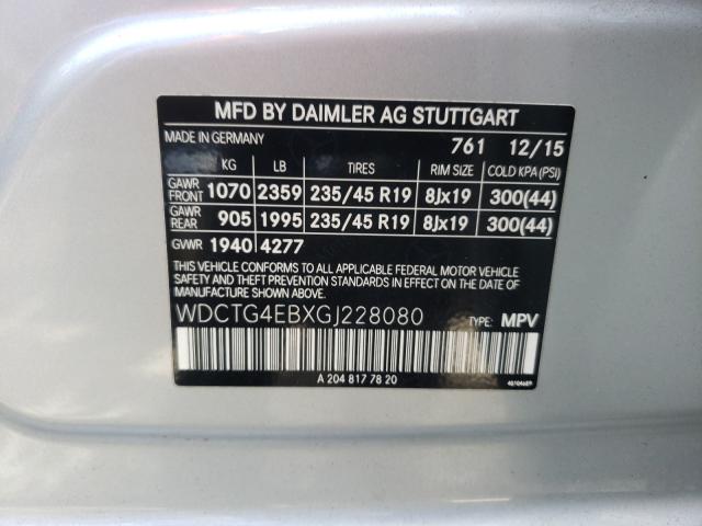 2016 MERCEDES-BENZ GLA 250 WDCTG4EBXGJ228080