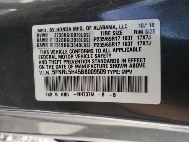2011 HONDA ODYSSEY EX 5FNRL5H45BB009509