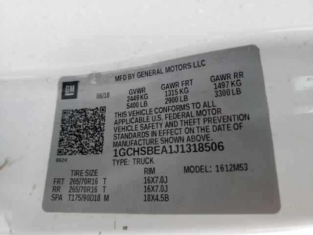 2018 CHEVROLET COLORADO 1GCHSBEA1J1318506