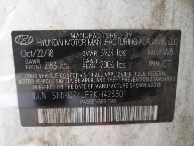 2019 HYUNDAI ELANTRA 5NPD74LF9KH423301