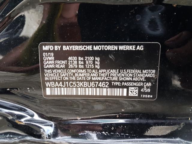 2019 BMW 430I GRAN WBA4J1C53KBU67462