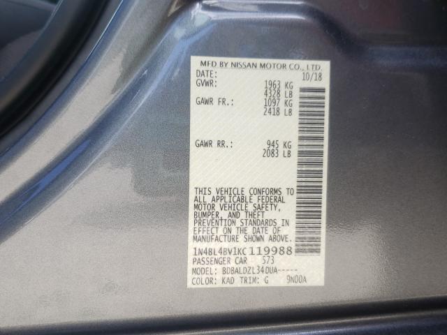 2019 NISSAN ALTIMA S 1N4BL4BV1KC119988