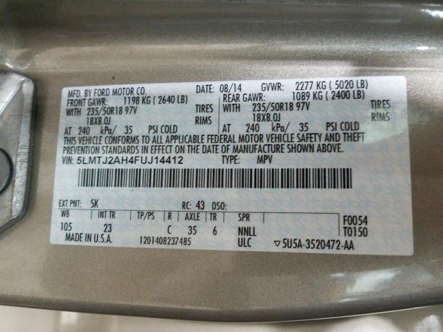 2015 LINCOLN MKC 5LMTJ2AH4FUJ14412