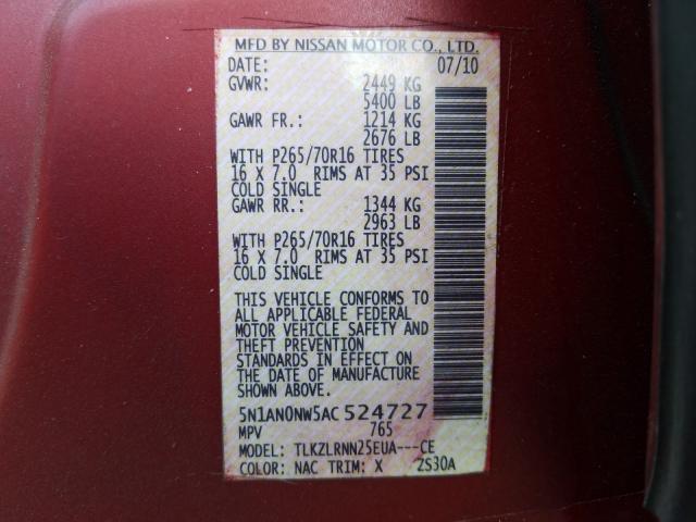 2010 NISSAN XTERRA OFF - 5N1AN0NW5AC524727
