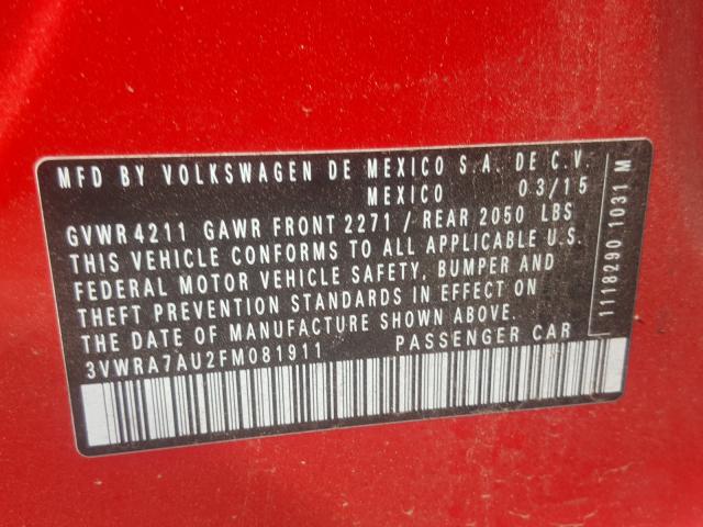 2015 VOLKSWAGEN GOLF TDI 3VWRA7AU2FM081911