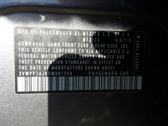 2013 VOLKSWAGEN JETTA S 3VWPP7AJ0DM681254