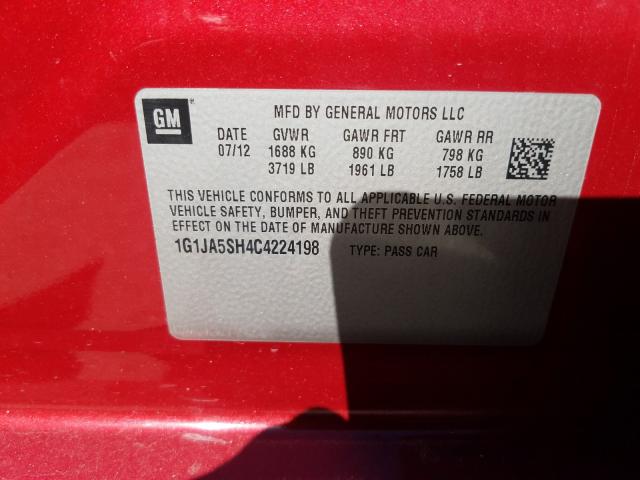 2012 CHEVROLET SONIC 1G1JC5SH3C4222257
